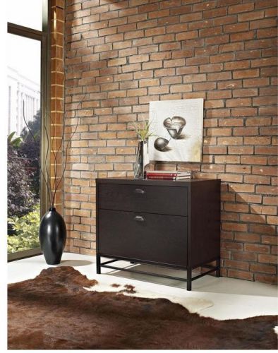 Modern Accent File Cabinet Oak Wood 2 Drawer Storage Home Office Furniture Desk