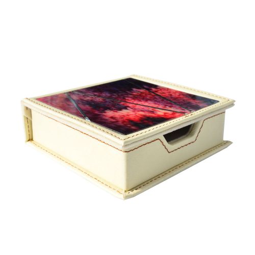 Ever coral red series beige leather office stationery desk memo card Note Holder