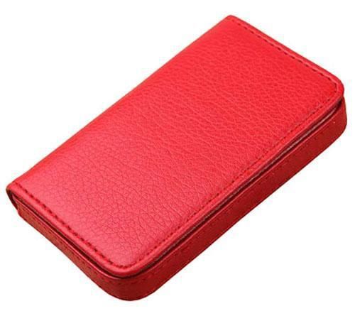 Leatherette Magnetic Business Name Credit Card Holder Lady Wallet Case Red B37R