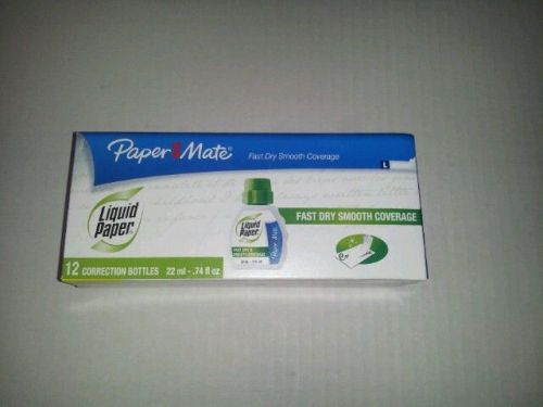PaperMate Liquid Paper - Fast Dry, 22 ml Bottle, White. Box of 12
