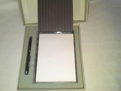 Silver Tone Metal Note Paper and Pen Gift Set in Orig Gift Box Mohegan Sun