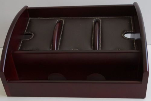 Chaps Dark Brown Personal Organizer w/Leather Lined Divided Sections - New