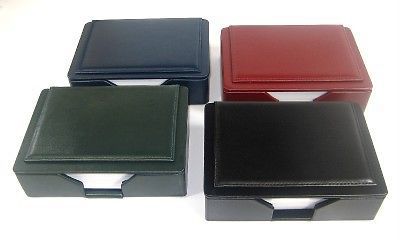 Genuine Leather Memo Box with 4X6 Pads, 4 Colors, NEW!
