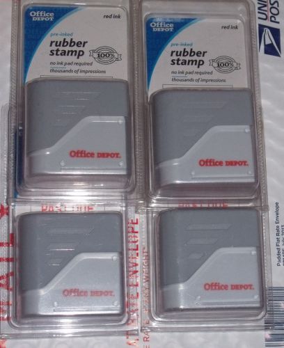 4-&#034;PAST DUE&#034; RED Ink Pre-Inked Rubber Stamp Office Quick Drying Refillable(4 pak
