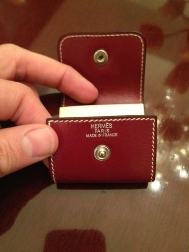 HERMES Brown Leather Post It Note Case