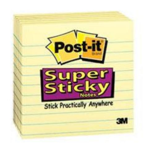 3M Super Sticky Note Pad 4 X 4 Lined 6 Pack