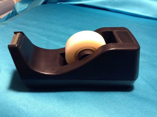 Tape Dispenser Weighted Black 1&#034; With Tape LOT QTY OF 4 DISPENSERS!