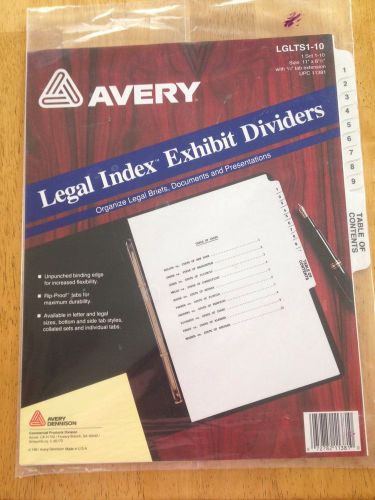 Avery Collated Legal Index Exhibit Dividers 1-10 Table Of Contents