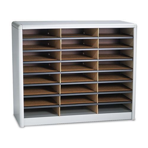 Steel/fiberboard literature sorter, 24 sections, 32 1/4 x 13 1/2 x 25 3/4, gray for sale