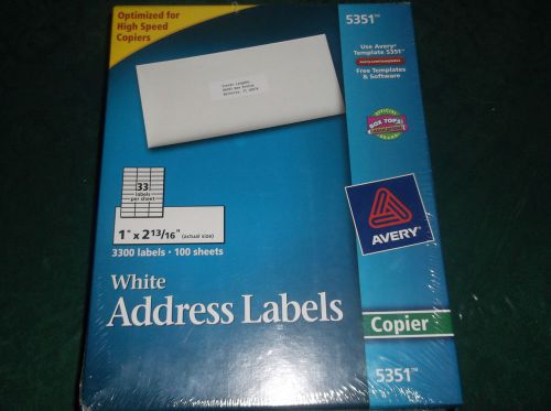 #5351 AVERY WHITE ADDRESS 3300 LABELS 100 SHEETS HIGH SPEED FREE SHIPPING IN USA