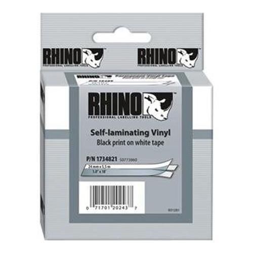 Dymo RhinoPRO 1x1&#034; White Vinyl Self Laminating Tape, 18&#039; Long #1734821