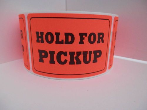 HOLD FOR PICKUP  2x3 sticker label red fluorescent  bkgd (50 labels)