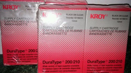 #2196610 Kroy DuraType 200/210 Supply Cartridge  Black on Clear 2 packs of 2