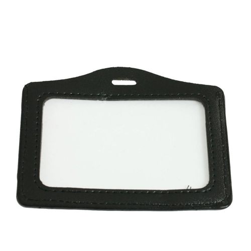 5 pcs black clear faux leather business id card badge holder mt for sale