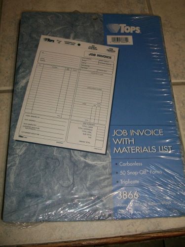 Tops job invoices with material list carbonless triplicate 3866 forms