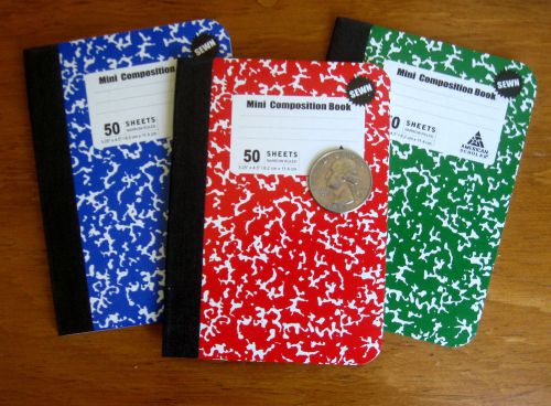 3 Mini Composition Notebook Stitched Sewn Book Journal Small Lined Paper Sewed