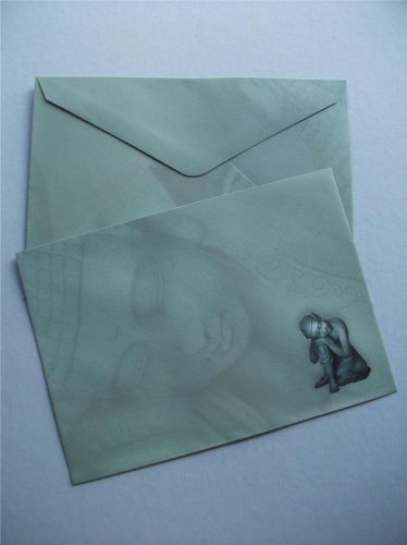 Coloured C6 Envelopes 12 Grey Buddha Design for Writing Note Pad Invites Letters