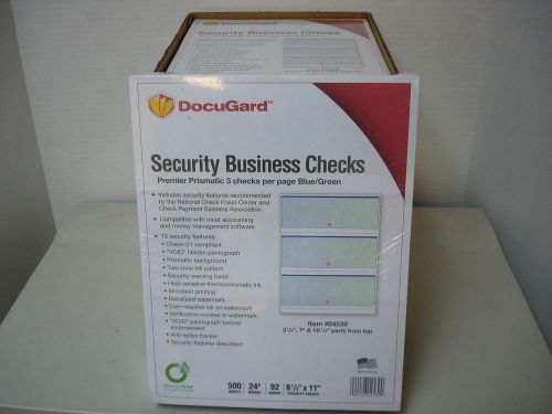 5 REAMS Docugard Standard Security Check, Blue/Green Premier Prismatic 04539 24#