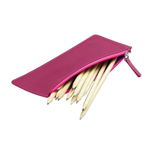 LUCRIN - Flat Pencil Holder - Smooth Cow Leather - Fuchsia