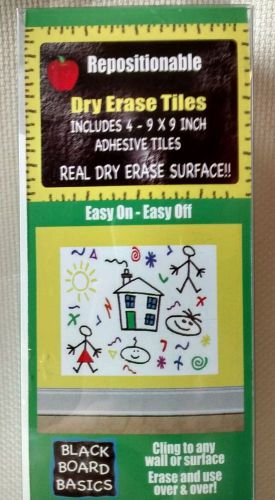 Sticker, Dry Erase tiles, Repositionable, 9x9&#034;, White board, dry erase surface