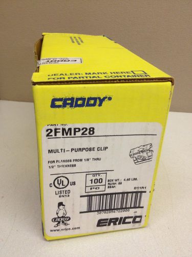 Box lot of 100 erico caddy 2fmp28 multi-purpose clip for 1/8 - 1/2&#034; flange for sale