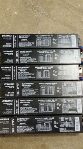 6 Sylvania qhe4x32t8/unv isl-sc 4 lamp electronic ballast 120-277v