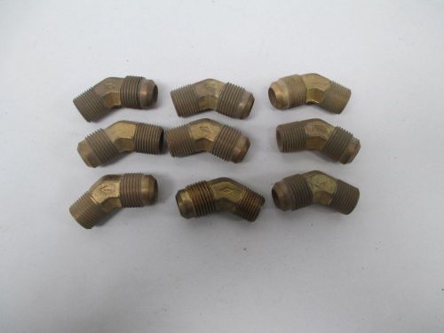 LOT 9 NEW ASSORTED 3/8X1/2IN NPT 45DEG ELBOW BRASS PIPE FITTING D310299