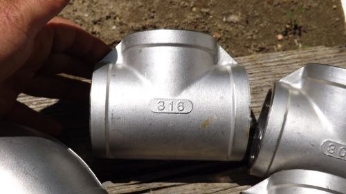 Pipe fitting 2&#034;-150 threaded pipe 3 way tee ,316 stainless new. for sale