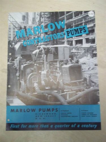 Vtg Marlow Pumps Catalog~Contractor Equipment~Ridgewood NJ