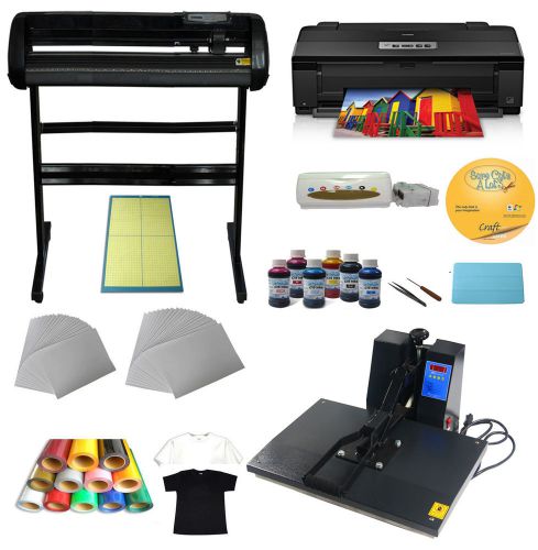 34&#034;cutter plotter heat transfer press a3 printer ink paper t-shirt start-up kit for sale