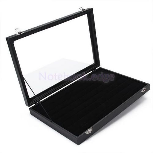 Wood 96 slots square jewelry rings earring cufflinks display storage box case for sale