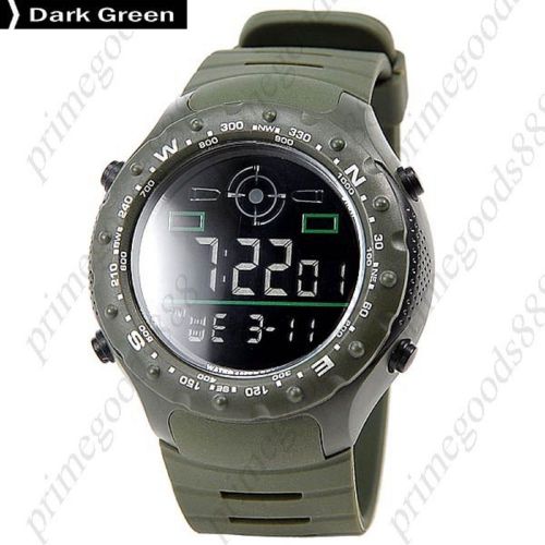 Military LCD Army LED Waterproof Digital Alarm Date Men&#039;s Wristwatch Dark Green