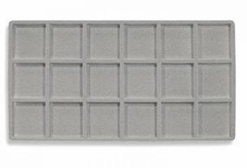 LOT OF 6  18 COMPARTMENT TRAY INSERTS FLOCKED GRAY