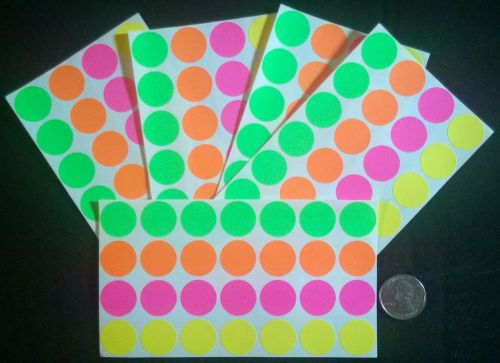 3/4&#034; 19mm REMOVABLE ROUND COLOR-CODING LABELS 4 NEON SELF-ADHESIVE DOT CIRCLE