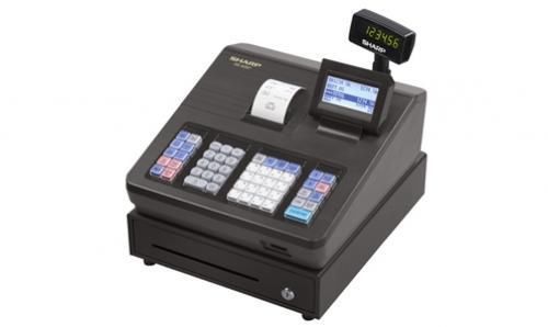 New black sharp xe-a207 electronic cash register w/ sd card slot &amp; 2 displays for sale