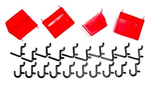 5 red bins &amp; 40 locking peg hooks - pegboard tools or crafts # f* for sale