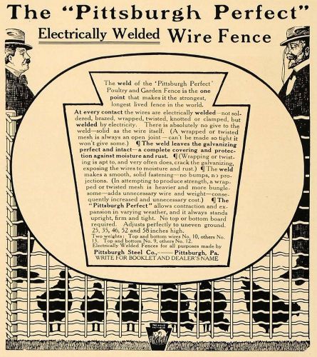 1907 ad pittsburgh steel electrically welded wire fence - original cl4 for sale