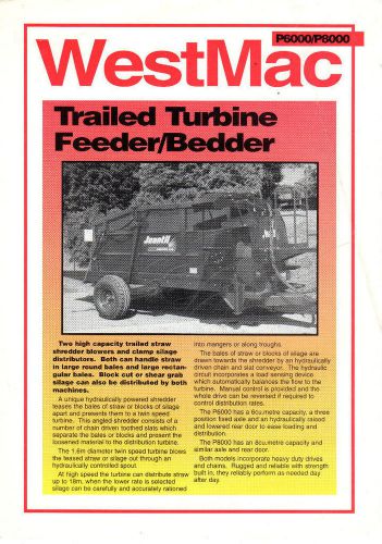 Westmac Trailed Turbine Feeder/Bedder Leaflet 8523A