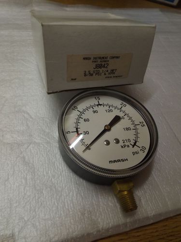 NEW IN BOX Air Pressure Gauge Marsh Bellofram J8042 3.5 Qual 1/4 0/30 PSI Gage