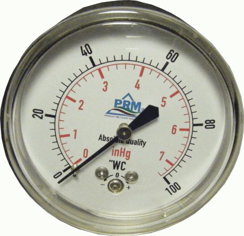 0-100 wc prm vacuum gauge 2.5 inch chrome plated case brass 1/4&#034; npt back nib for sale