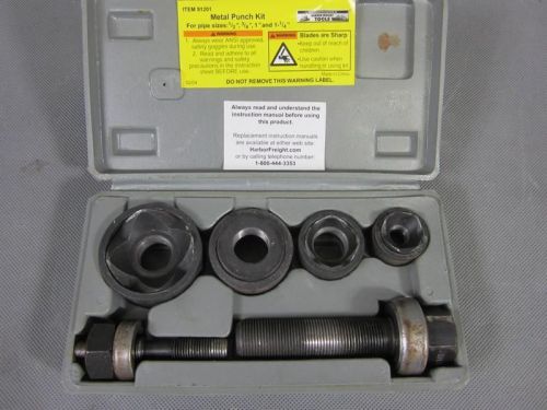 Harbor freight metal punch kit - 1/2&#034;, 3/4&#034;, 1&#034; and 1 1/4&#034; for sale