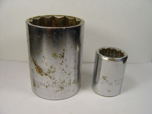 2~ 1 inch DRIVE SOCKETS (MANKATO 2&#034;) and (P&amp;C 9334 1 1/16&#034;) BOTH IN GOOD SHAPE!!