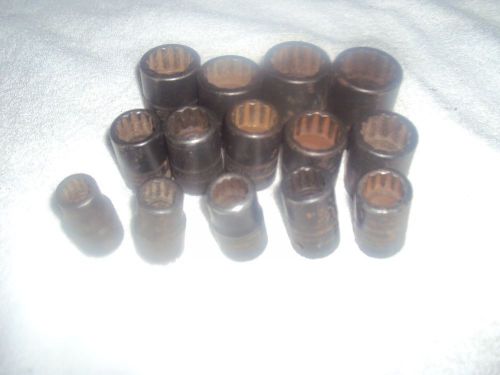 Snap-on one half inch drive 12 pt. metric sockets 11mm-24mm, 14 sockets total