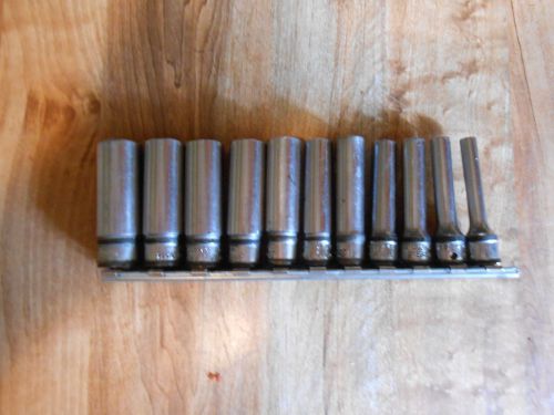 Snap-On 1/4 Drive Metric Deep Well Sockets 6 point Set of Eleven