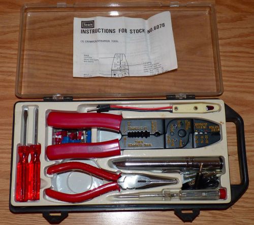 Vintage Sears 6078 - Cable Stripper Set  - Tool Kit - Tester, Pliers, Connectors