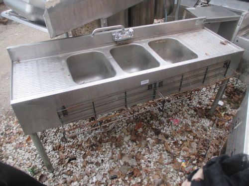 18-53c krowne 3 compartment 60&#034; back bar sink with left and right drains for sale