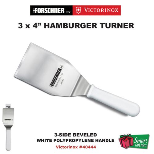 Victorinox Forschner Hamburger Turner, 3&#034;x4&#034;_Beveled Edges, White Handle #40444