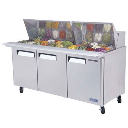 Turbo mst-72-30 refrigerated counter, sandwich salad prep table, mega top, 3 sta for sale