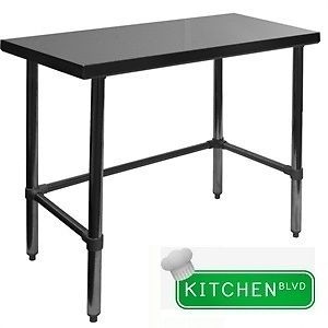 Open Base Flat Top Work Table All Stainless Steel 24&#034;Wx18&#034;L
