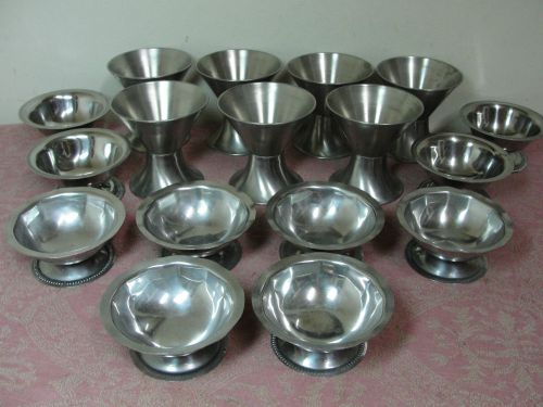 Mixed Lot of 17 Vintage Stainless Steel Ice Cream Dish Made in Japan USA &amp; Korea